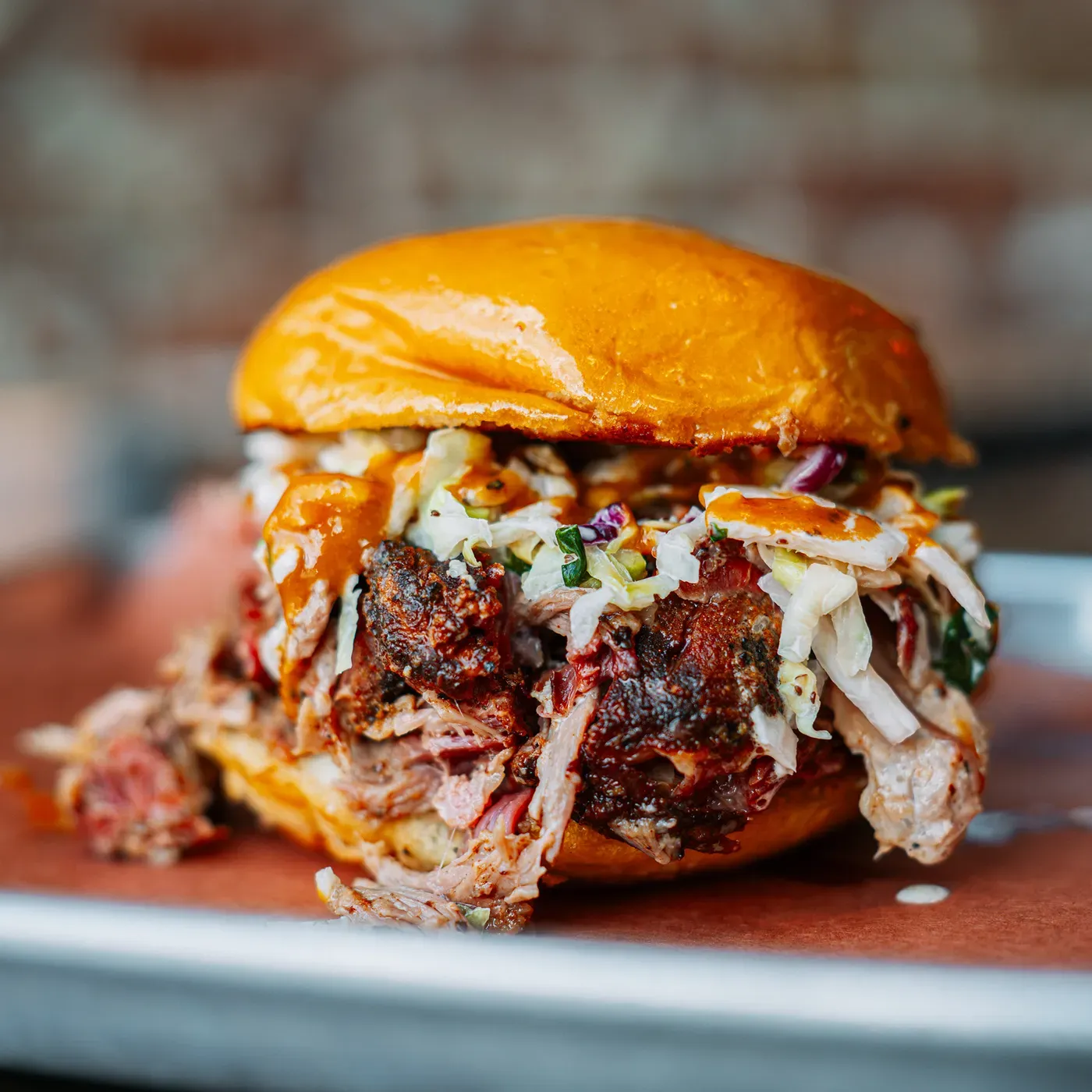 Post Oak smoked pork sandwich