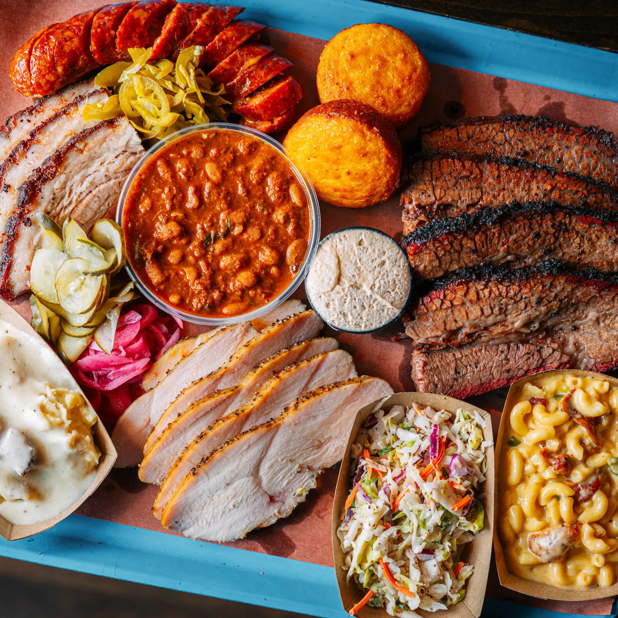 Post Oak BBQ full spread